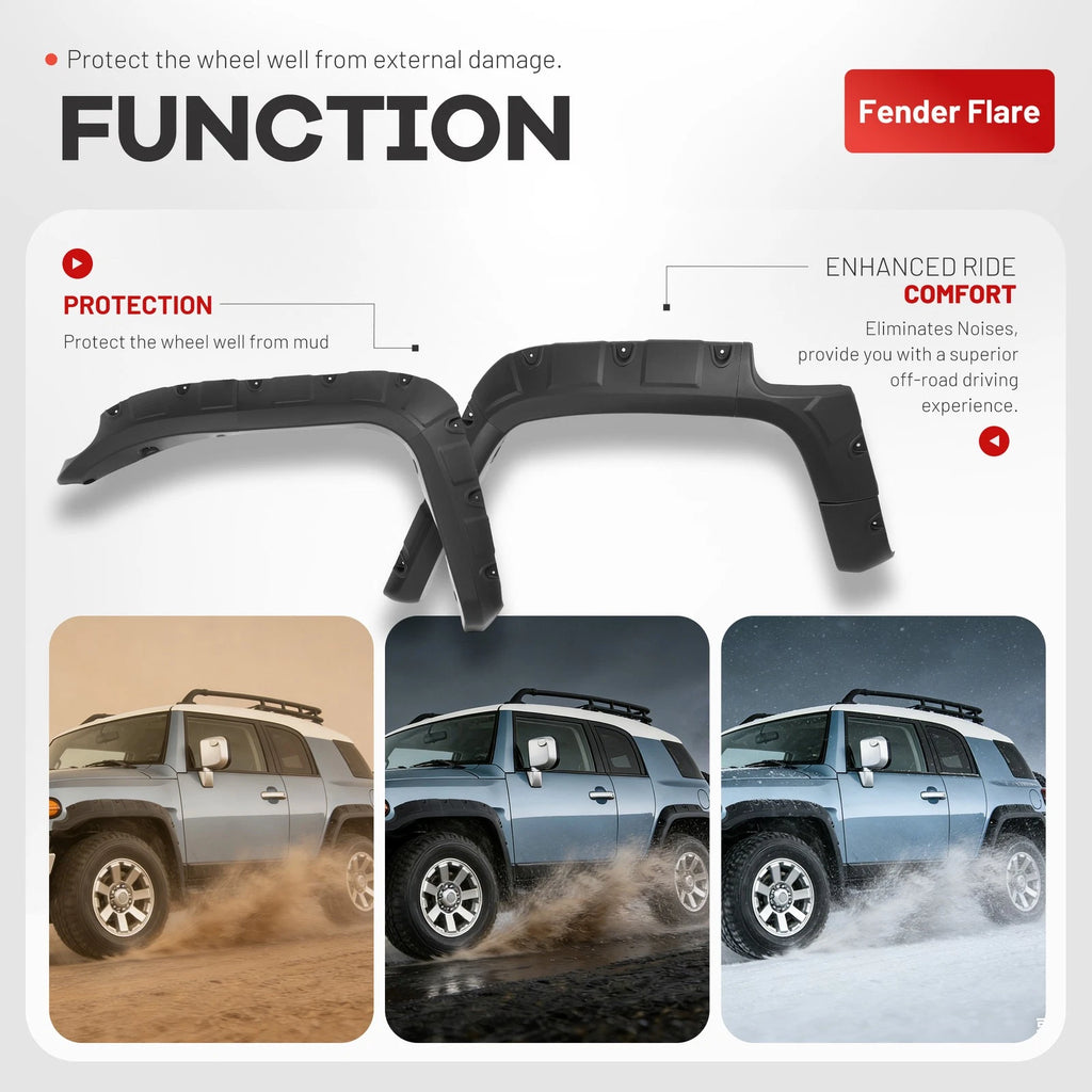 Pocket Rivet Fender Flares Kit for Toyota FJ Cruiser (2007–2015)