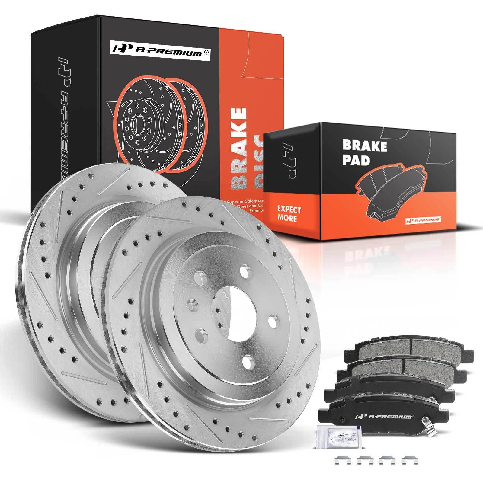 Rear Disc Brake Rotor & Ceramic Pads for Cadillac CTS (2003–2019)