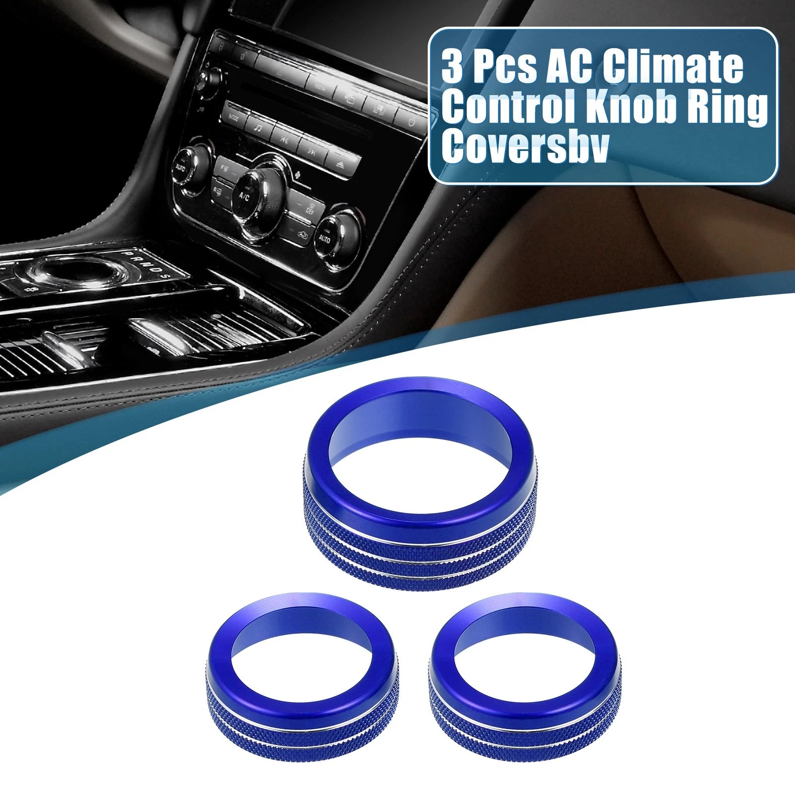 Set of 3 AC Radio Switch Knob Cover Decals for Dodge Durango (2014–2020) Blue