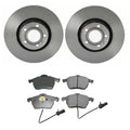 Akebono Euro Front Brake Kit Set of 4 Disc Rotors Ceramic Pads for A4 A6 Quattro (2002–2008)