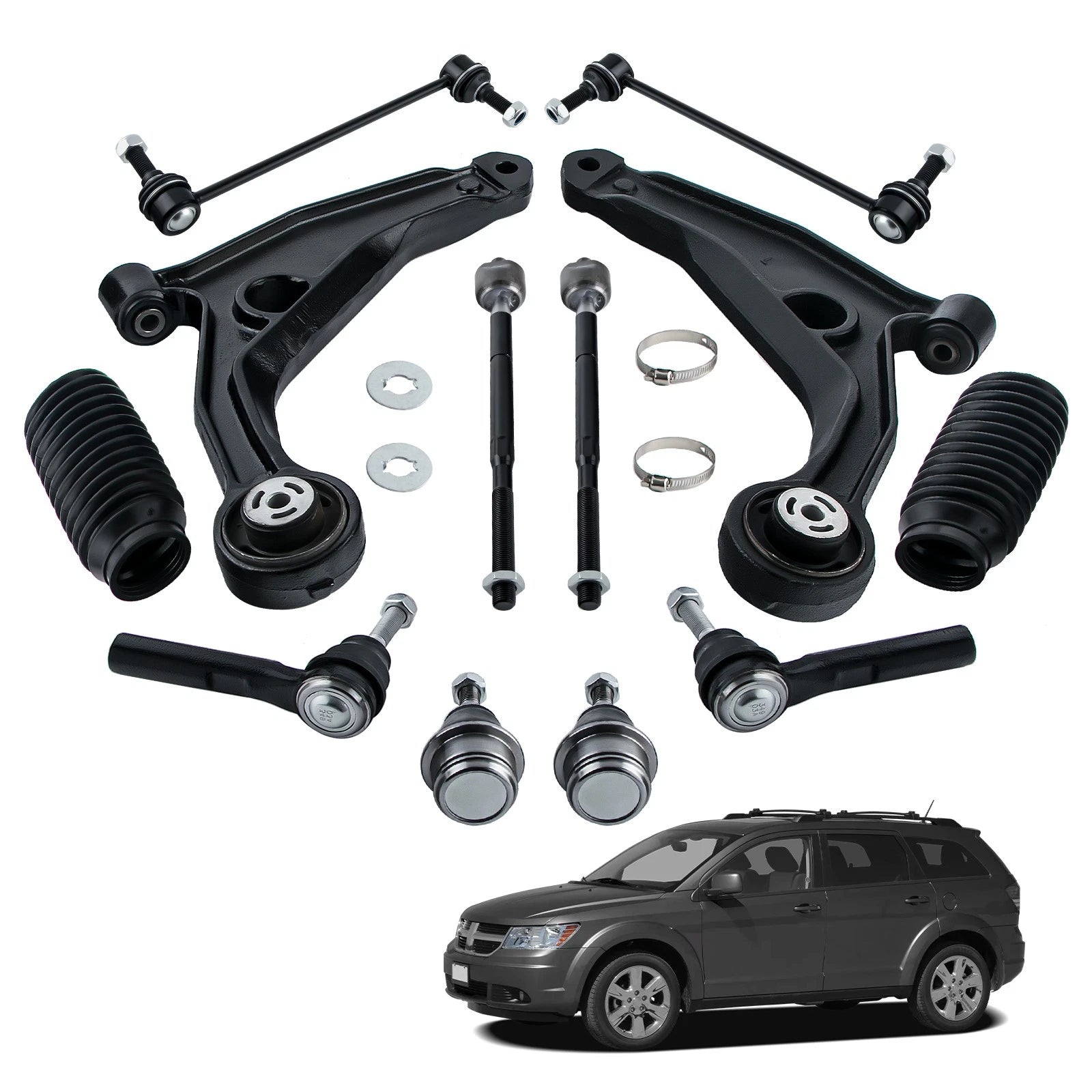 Front Lower Control Arm, Tie Rod, Sway Bar Ball Joint for Dodge Journey (2009–2020)