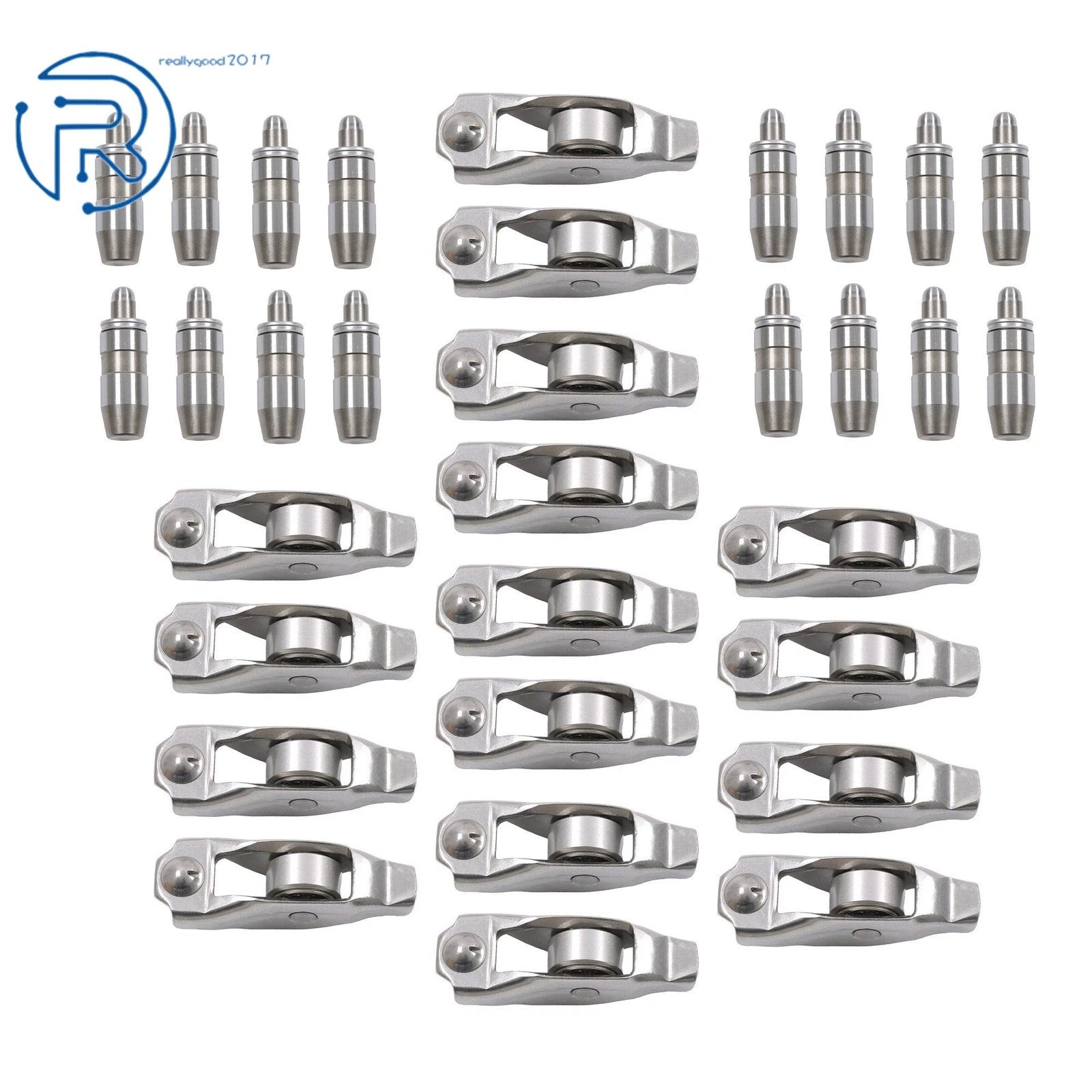Set of 16 Rocker Arms & 16 Valve Lifters for Dodge Ram 1500 Jeep Grand Cherokee (4.7L)