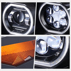 LED Halo Ring DRL Sequential Signal Projector Headlights for Ford F250 SD (2011–2016)