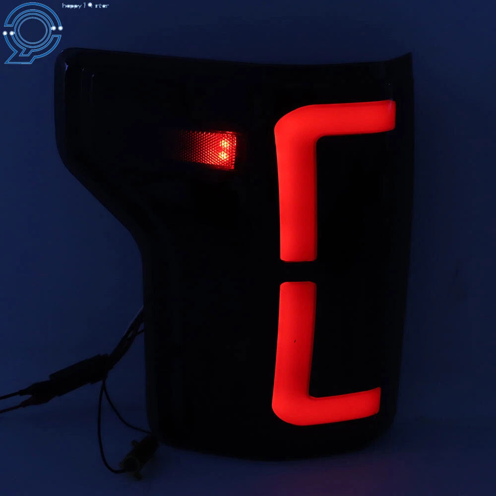 Set of 2 LED Tail Lights for Ford F150 (2015–2020) Black Housing Smoke Lens