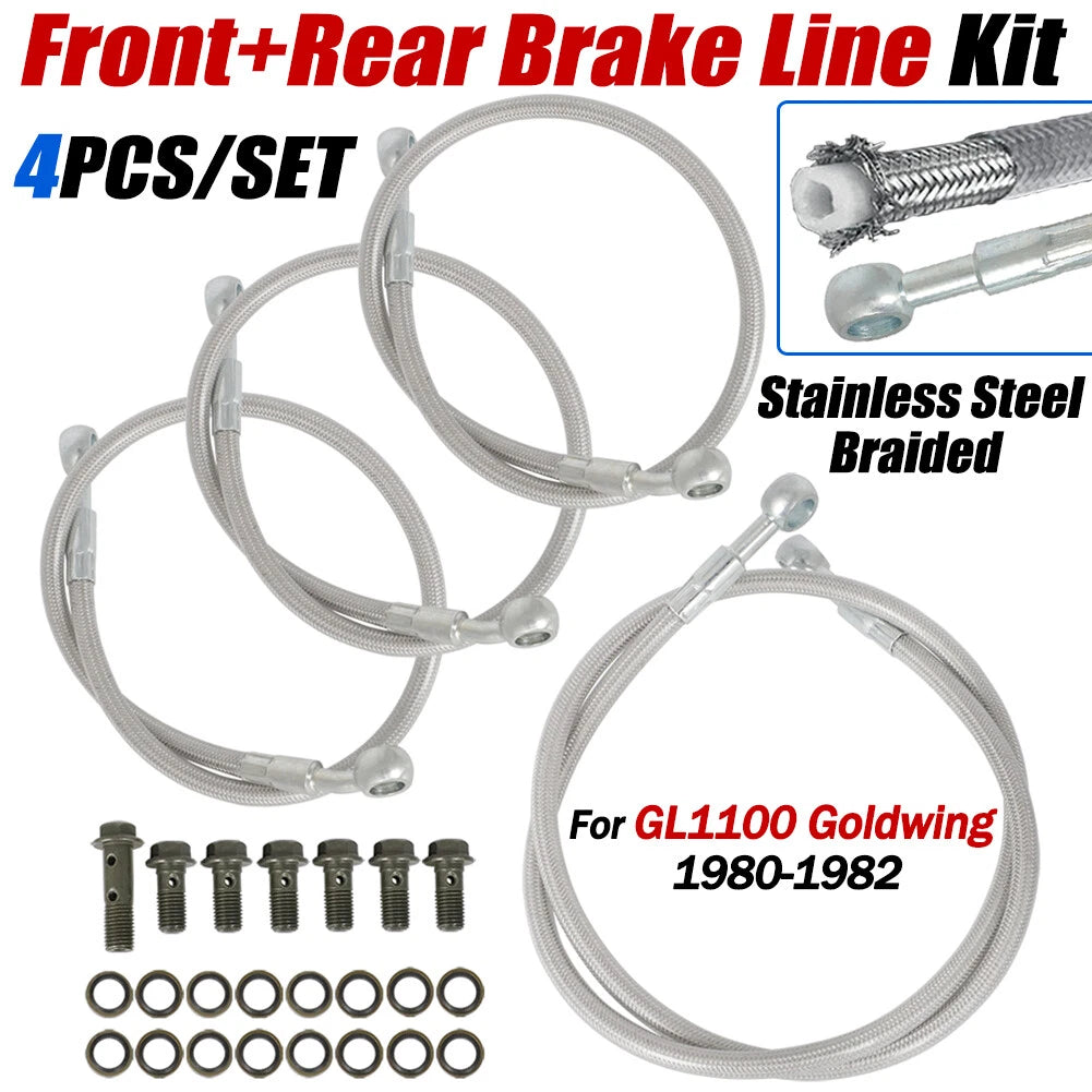 Steel Braided Brake Line Set for Honda Goldwing 1100 GL1100 (1980–1982)