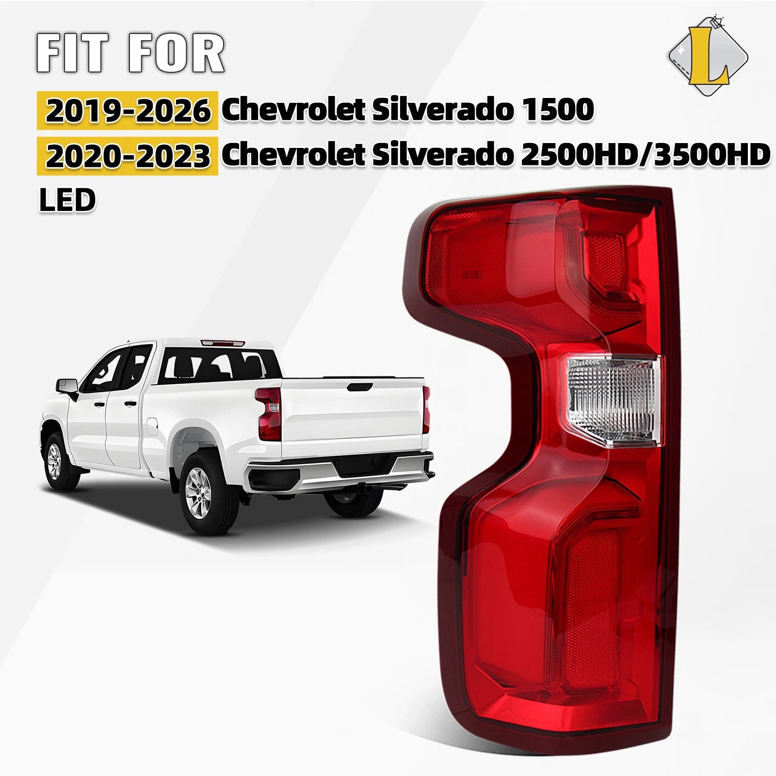 LED Tail Light for Chevy Silverado 1500 (2019–2026) w/ Wiring Harness, Left