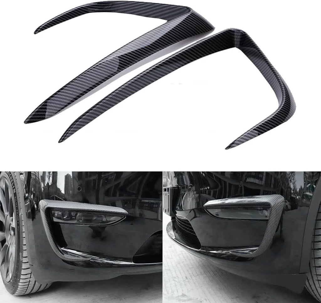 Set of 2 Black Front Fog Light Eyebrow Cover Trim for Tesla Model 3 (2017–2022)