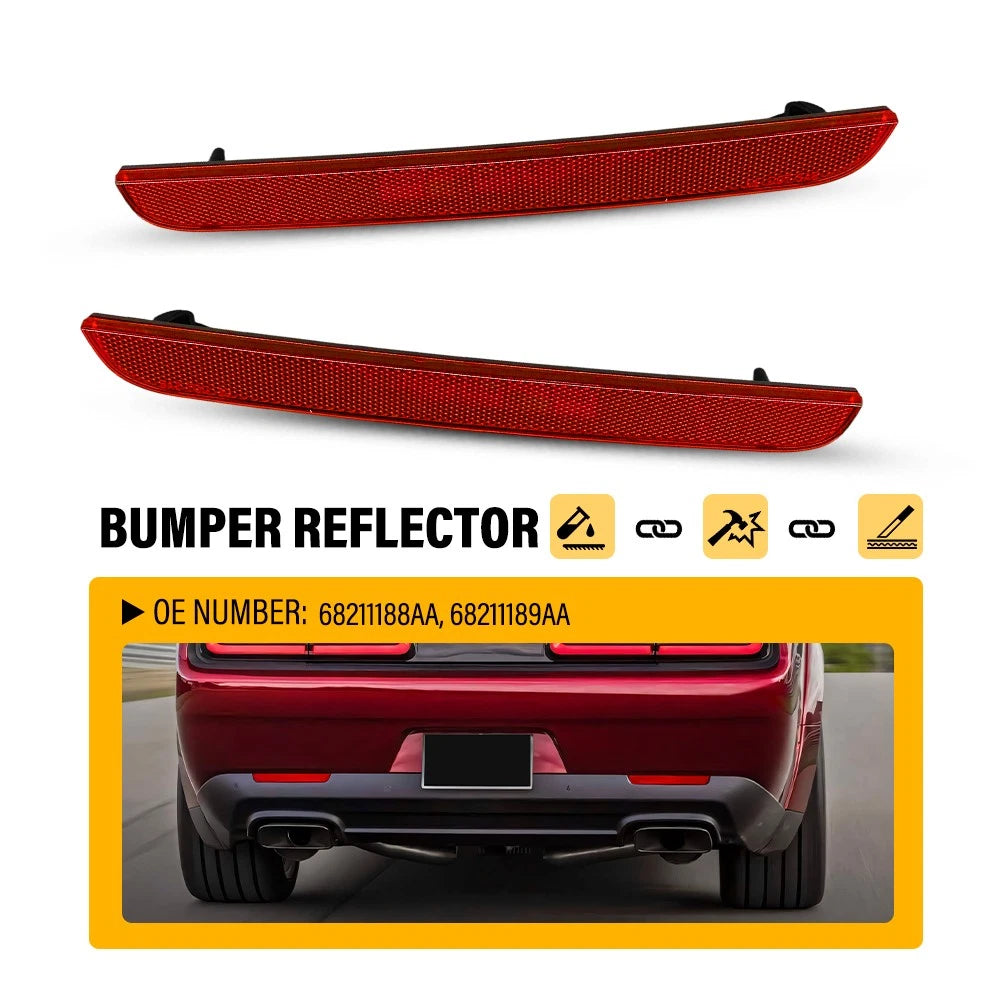 2X Red Rear Bumper Reflector for Dodge Challenger (2015–2022) EXV