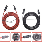 1 Pair 30 FT 12AWG Solar Panel Extension Cable for Universal Use