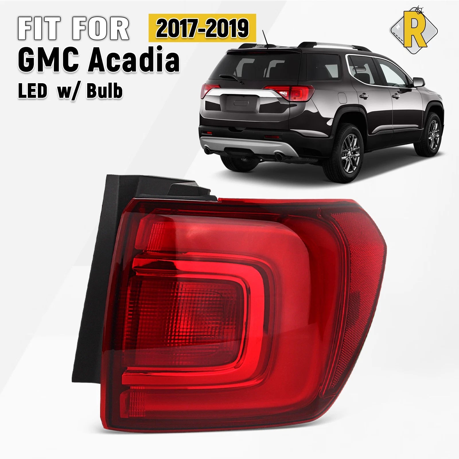 LED Taillight for GMC Acadia (2017–2019) Outer Right Side, Red Lamp
