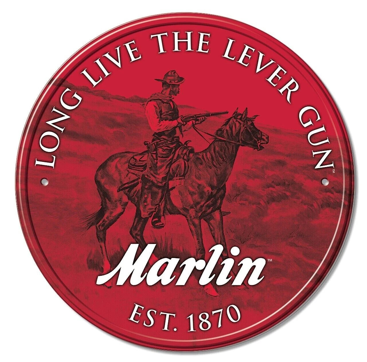 Round Decorative Metal Aluminum Sign for Marlin Lever Guns (Made in USA)