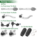 10pcs Front Suspension Kit for Honda Civic  - Tie Rod End, Sway Bar Link, Ball Joint