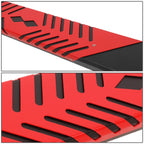 Set of 2 Side Step Bars for Dodge Ram 1500 Crew Cab (2009–2022) Black/Red