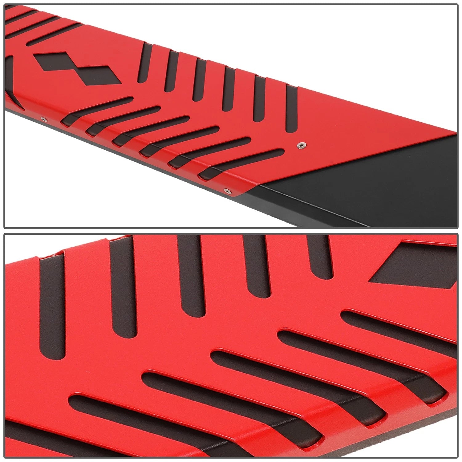 Set of 2 Side Step Bars for Dodge Ram 1500 Crew Cab (2009–2022) Black/Red