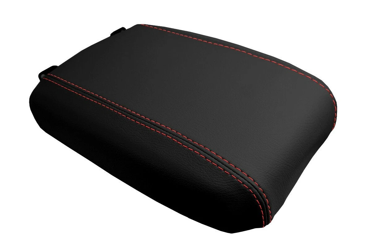 Console Lid Pull Over Cover Leather for Toyota Tacoma (2016–2019) Red Stitch
