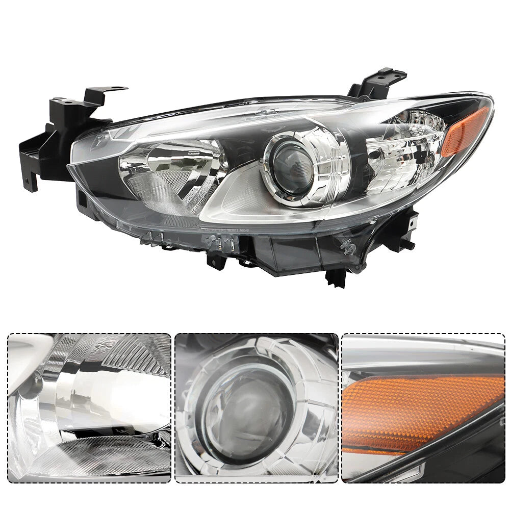 Left Headlight for Mazda 6 (2014–2017) Clear Lens Halogen Black
