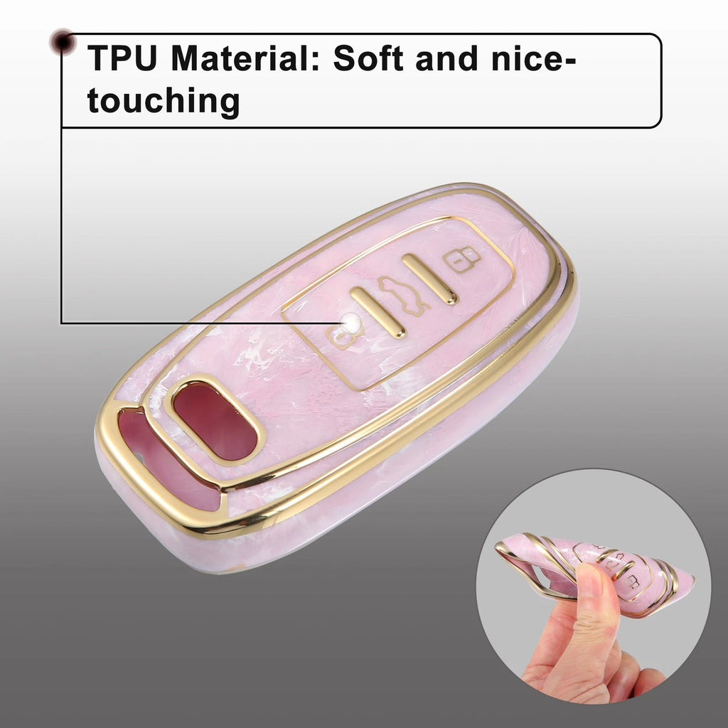 Key Fob Remote Control Cover 3 Button TPU Shell Pink for Audi A6 (2012–2018)