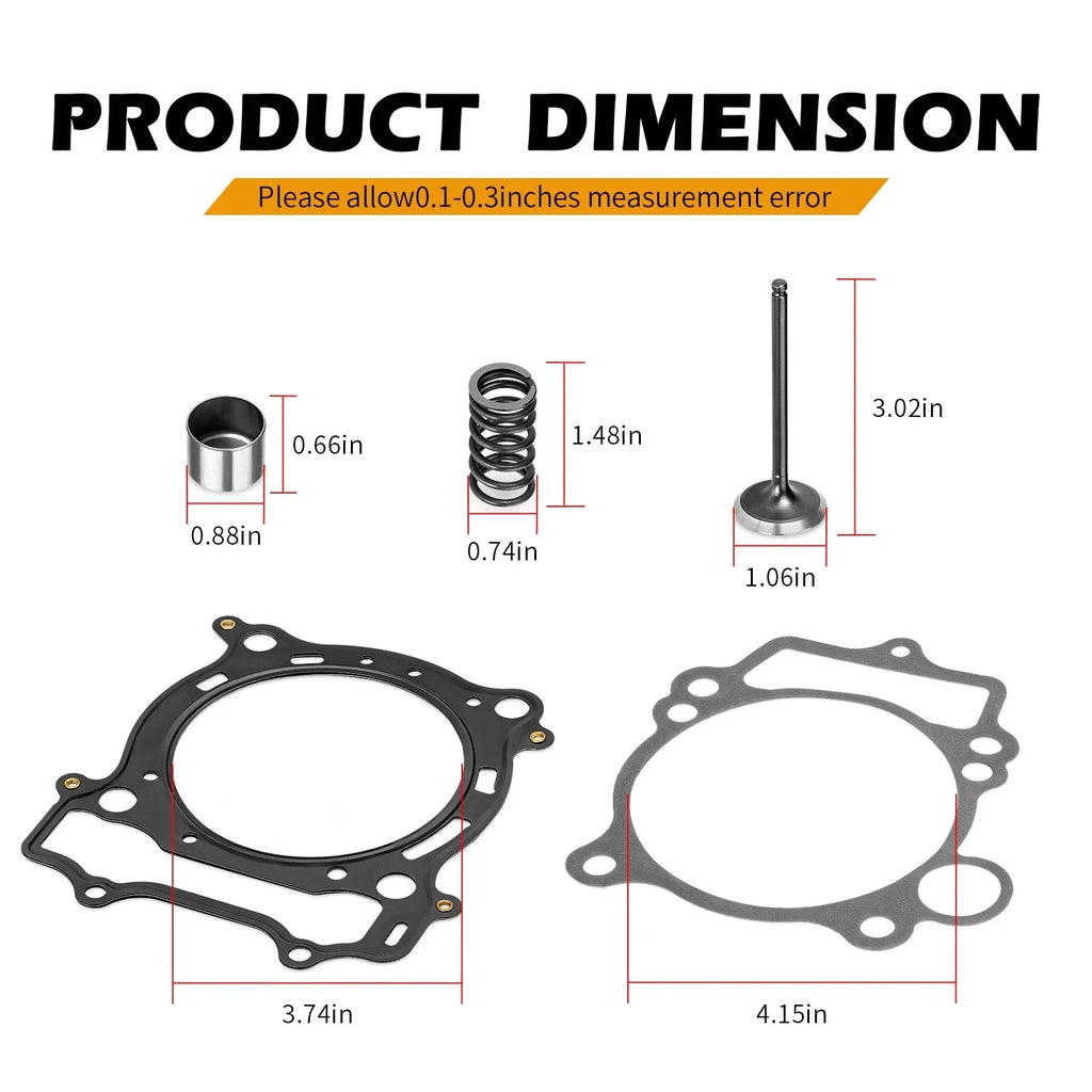 Intake Valve & Seals Collets Springs Gasket for Yamaha YFZ450 (2004–2009)