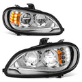 Full LED Chrome Housing Turn Signal Headlights for Freightliner M2 106 112 (2003–2018)