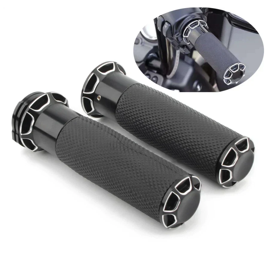 1" Black Hand Grips for Harley Touring Dyna Sportster