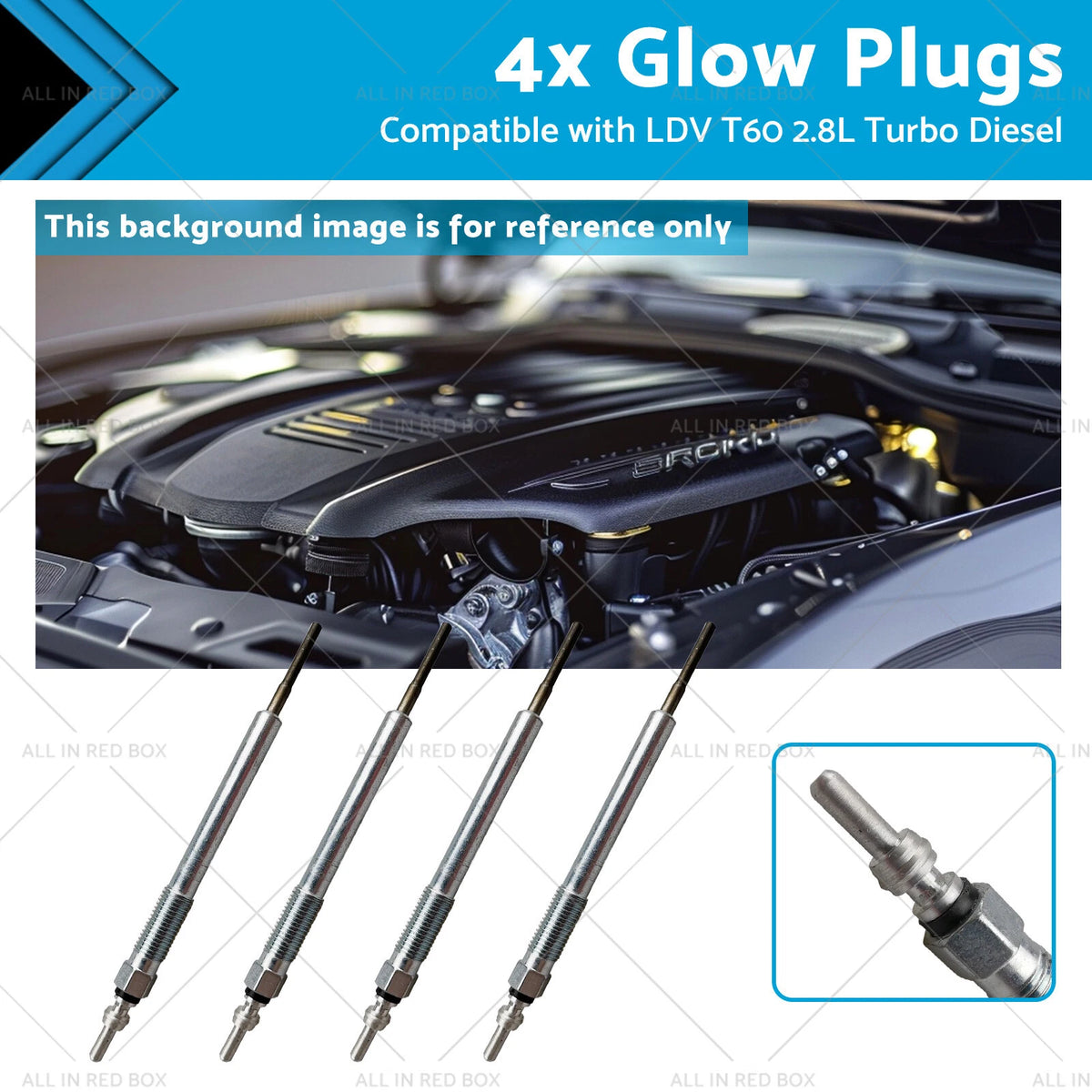 4x Glow Plugs for LDV T60 Turbo Diesel (2017–Present)