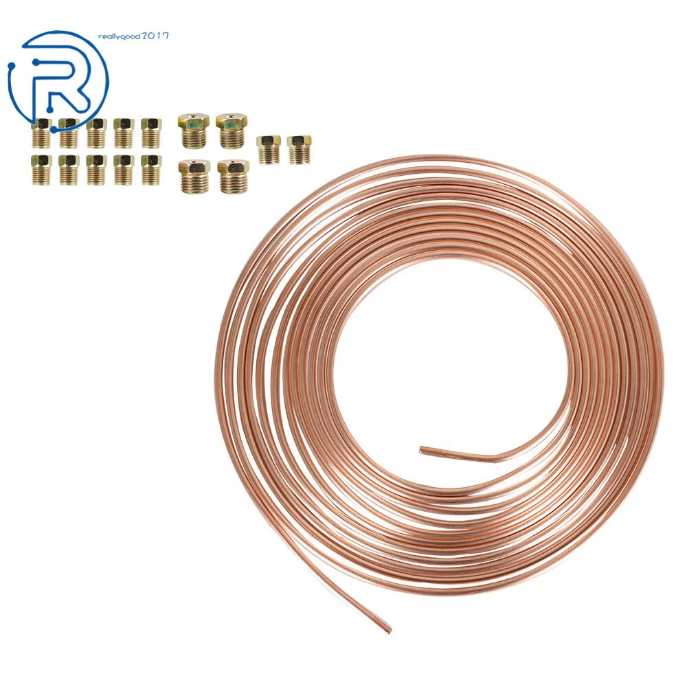 2PC 25 Foot Copper Nickel Brake Line Tubing Kit for Universal Applications