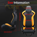 1 Pair Reclinable Racing Seats for Universal Fit (Classic Black PVC)