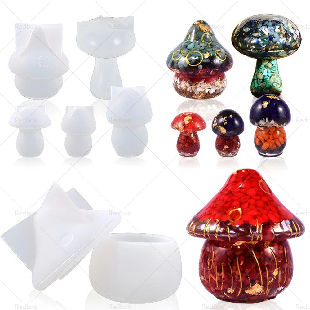 Mushroom Epoxy Resin Molds Set of 5 for DIY Home Decor