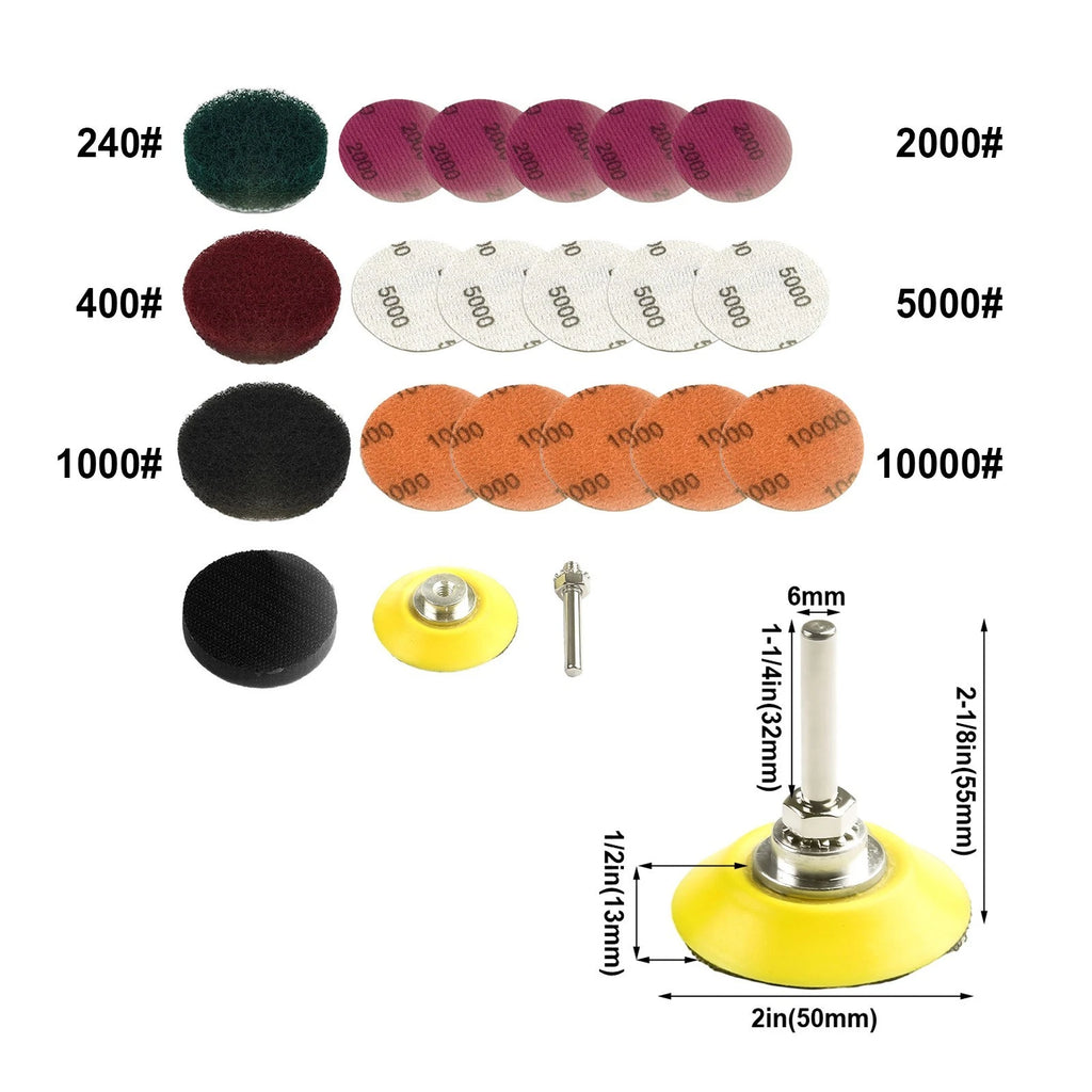 2 Inch Headlight Polishing Pad Kit for Electric Drill