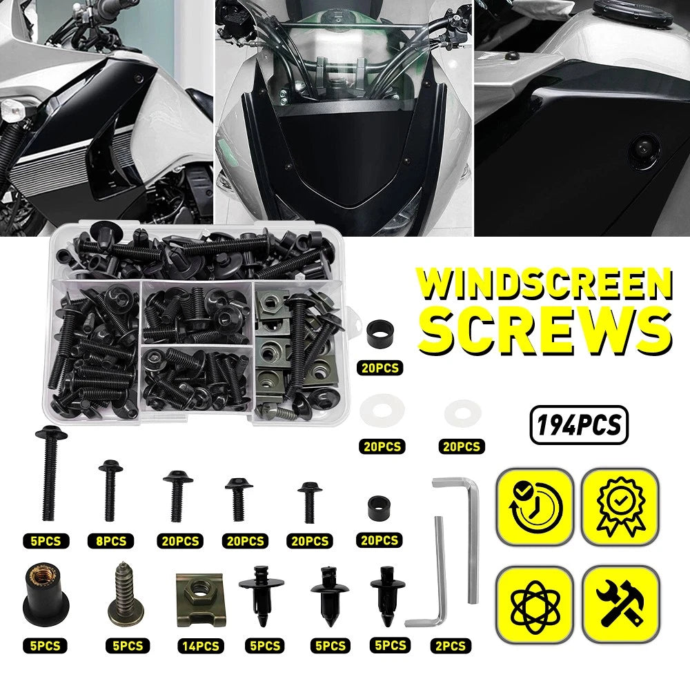 194pcs Fairing Bolts Kit Aluminum M5 M6 for Suzuki GSXR600 GSXR750 (2006–2020)