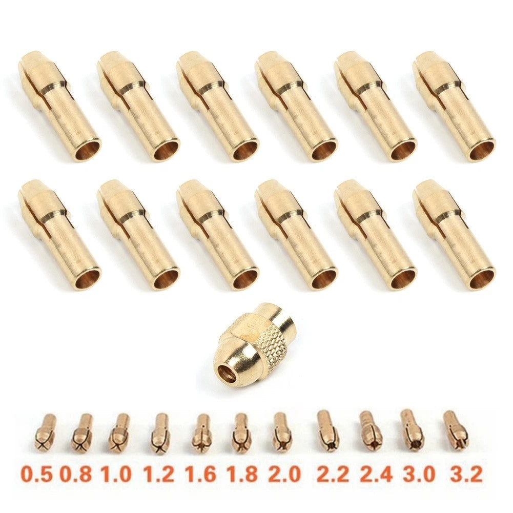 Brass Collet Chuck Set of 4 for Rotary Tools (0.5/0.8/1.0/1.6mm)