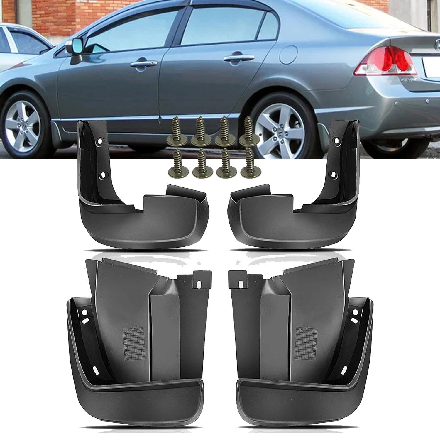Set of Splash Guards Front & Rear for 2006–2011 Honda Civic Sedan (2006-2011)