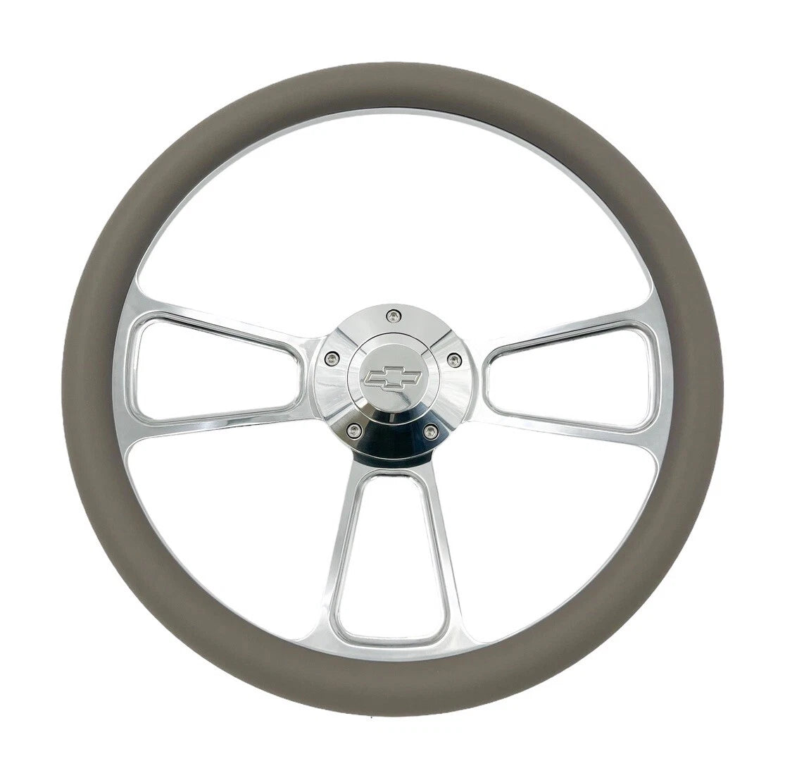 Billet Steering Wheel with Chevy Bowtie Horn for 14 Inch Dark Gray Wrap (—)