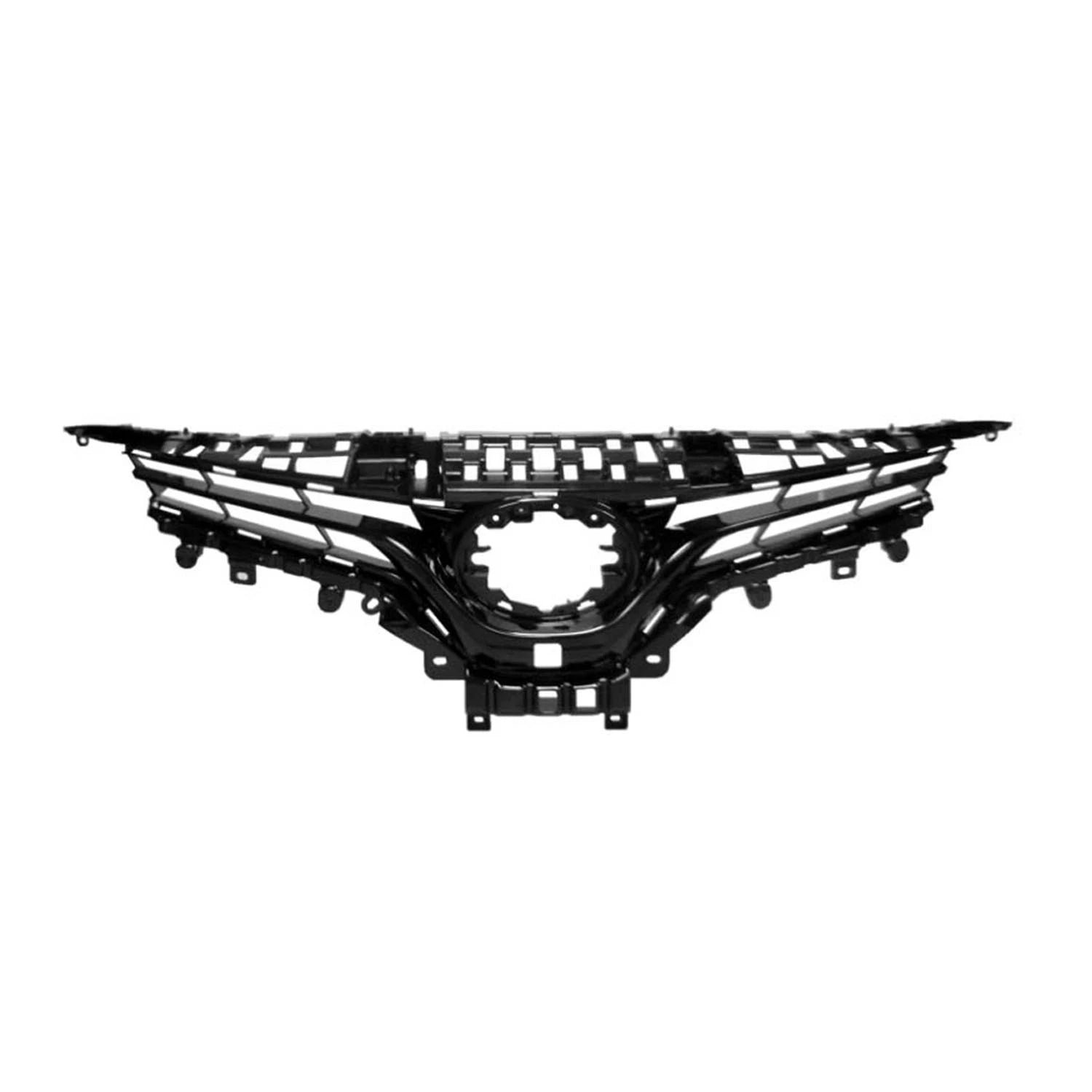 Replacement Black Gloss ABS Plastic Front Upper Grille w/Emblem Hole