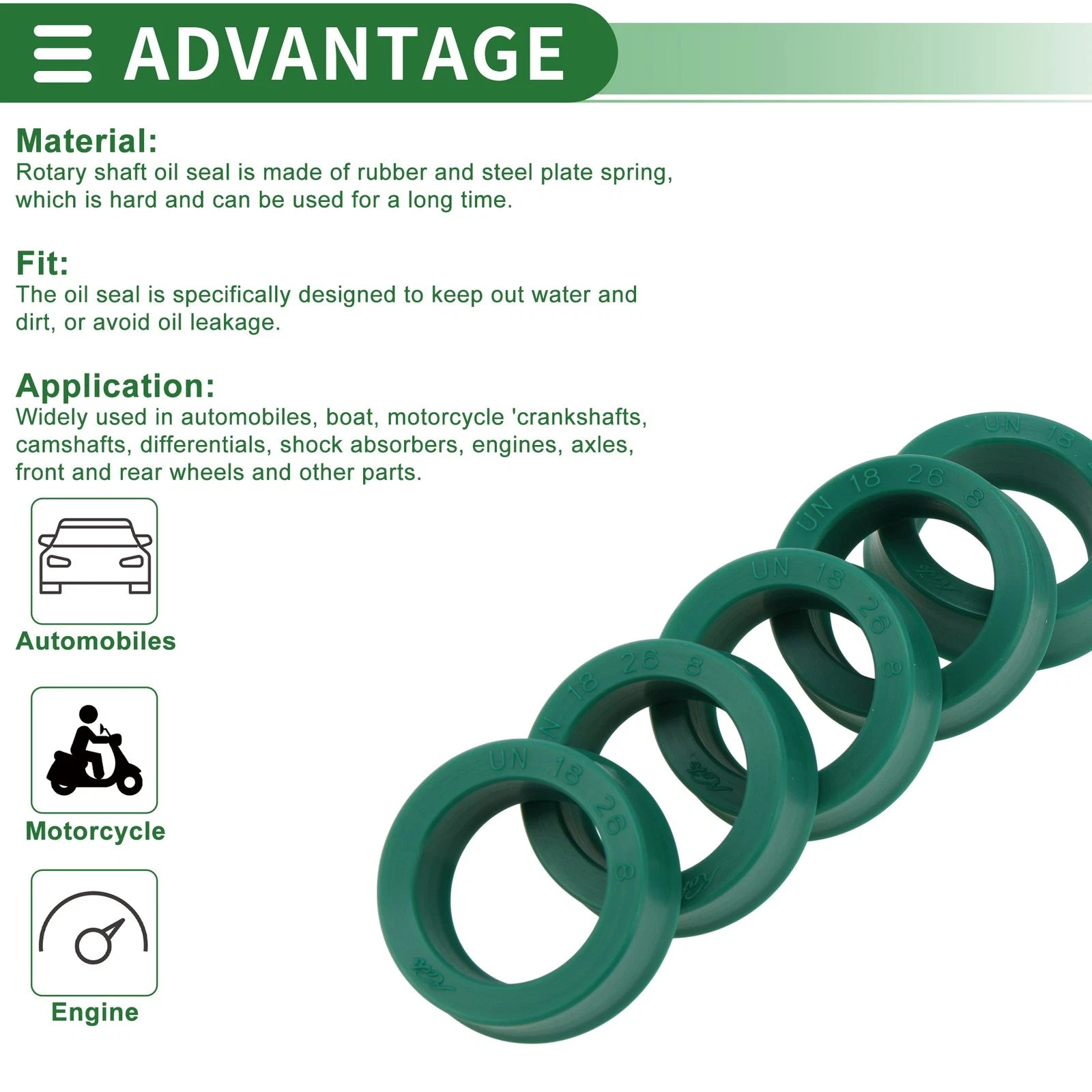 Set of 5 Oil Seal Rotary Shaft Seal 18x26x8mm for Various Models 