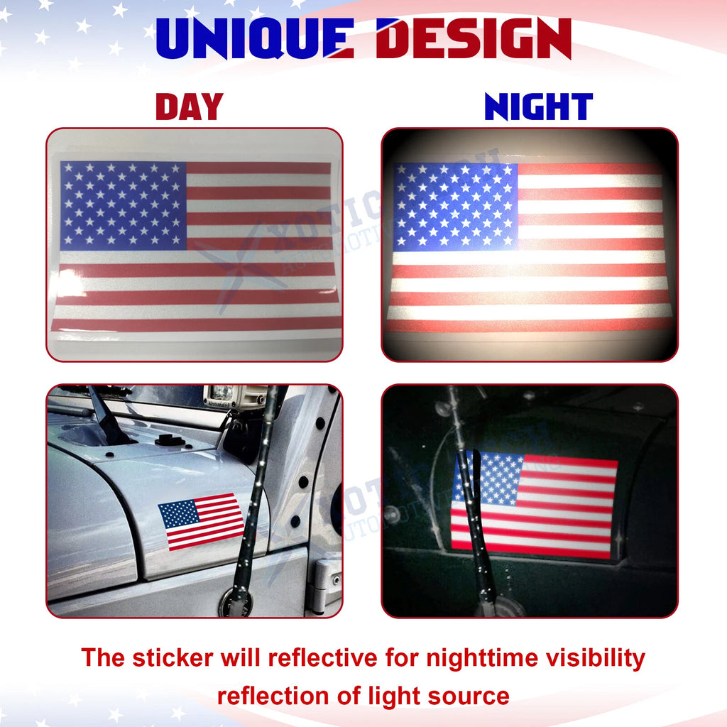 American Flag Window Decal Vinyl Car Decals for 3" x 5" (Static Cling)