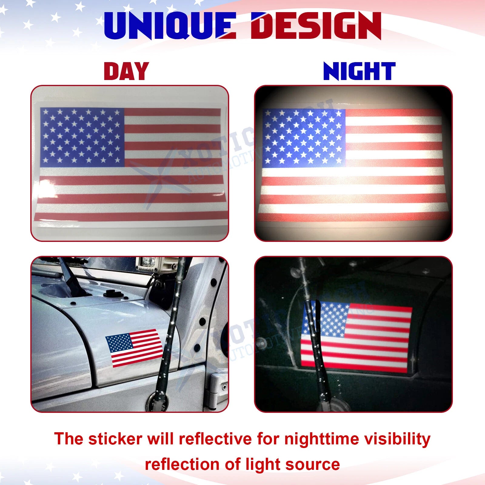 American Flag Window Decal Vinyl Car Decals for 3" x 5" (Static Cling)