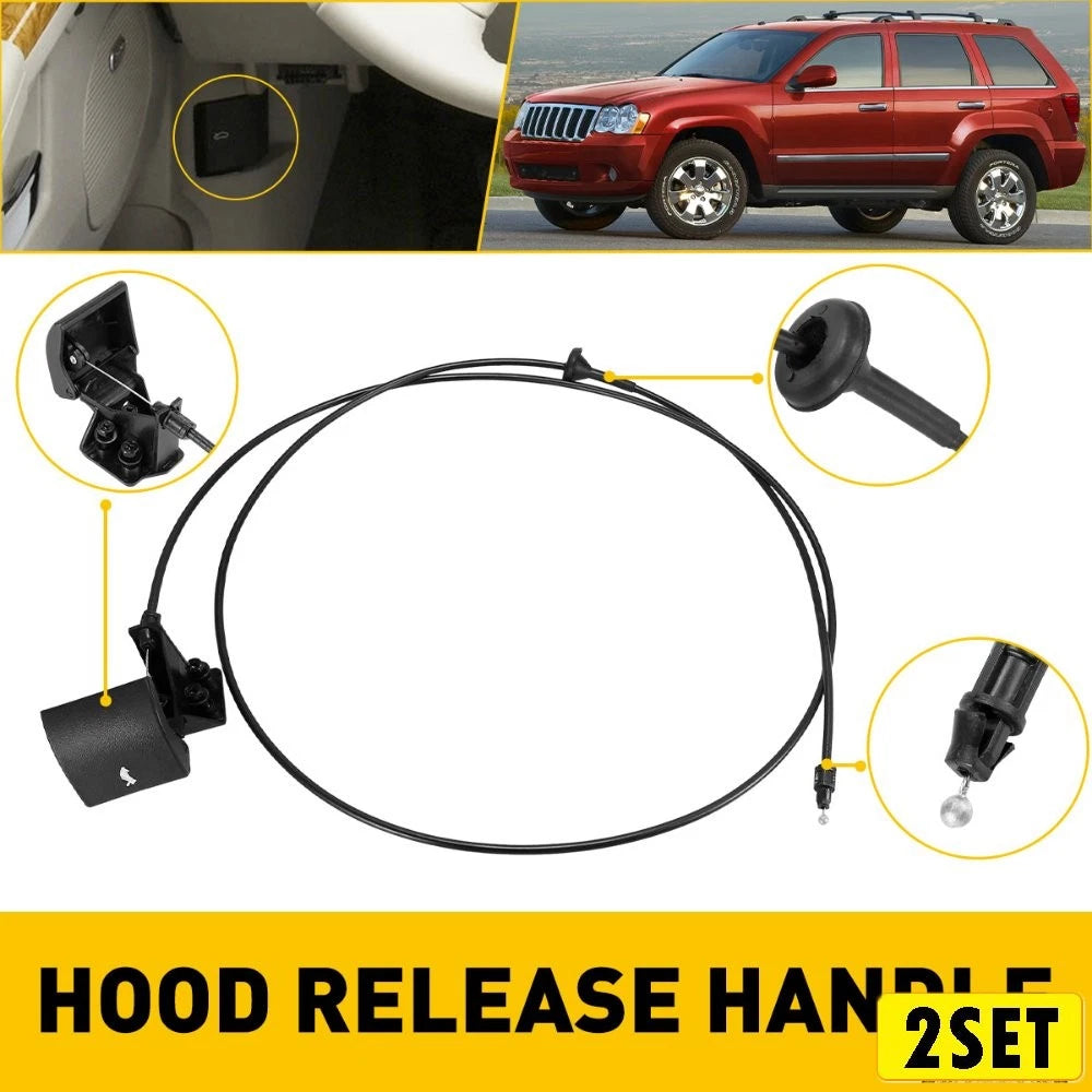 Set of 2 Hood Latch Release Cables w/ Handle for Jeep Grand Cherokee (2005–2010)