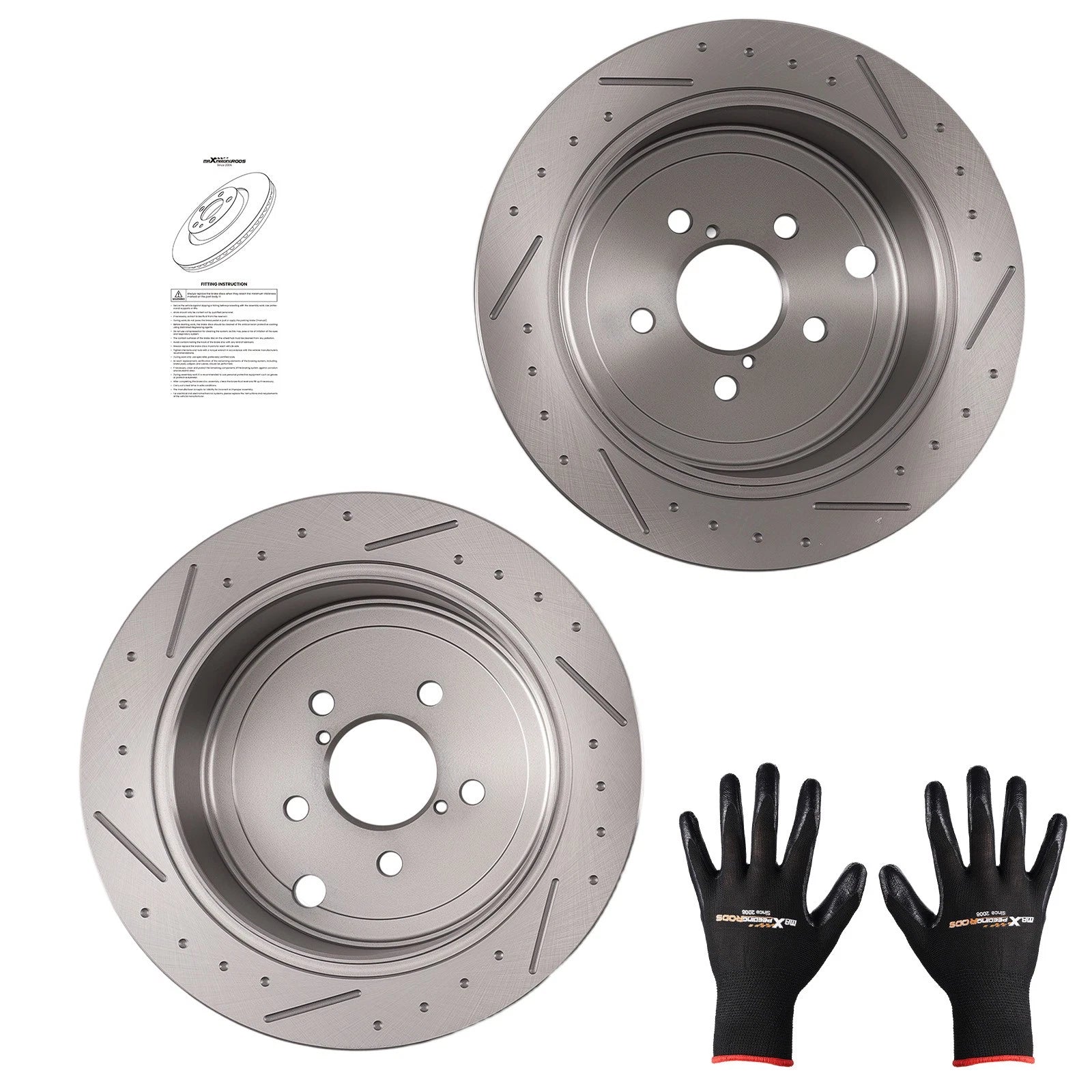 Set of 2 Rear Brake Rotors for Subaru WRX (2012–2014) Impreza (2008–2014)