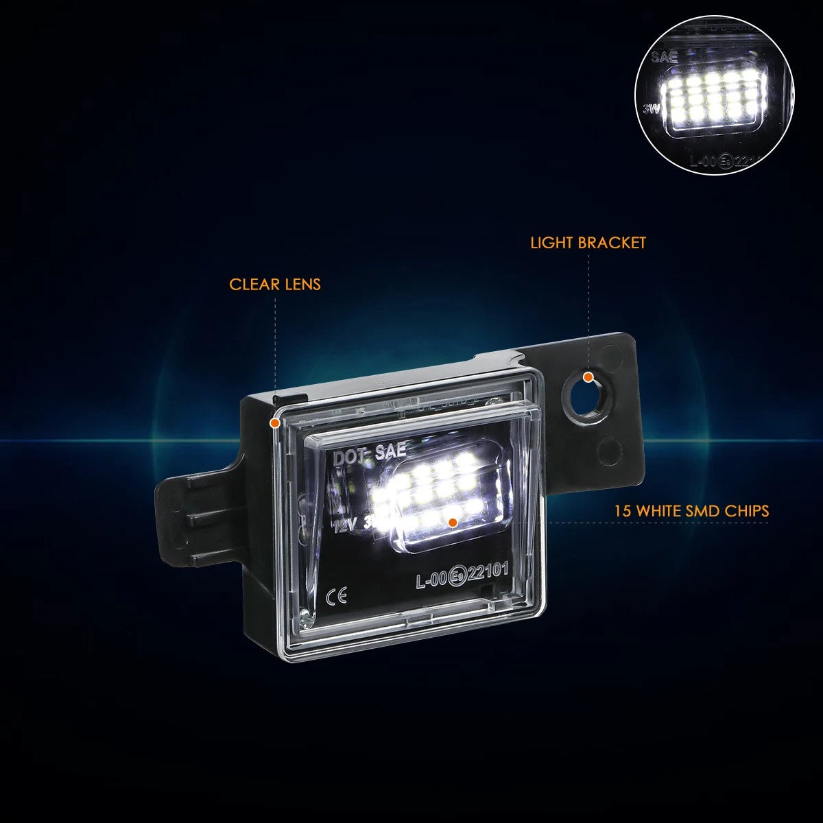 2X Waterproof White LED License Plate Lights for Silverado/Sierra (2014–2019)