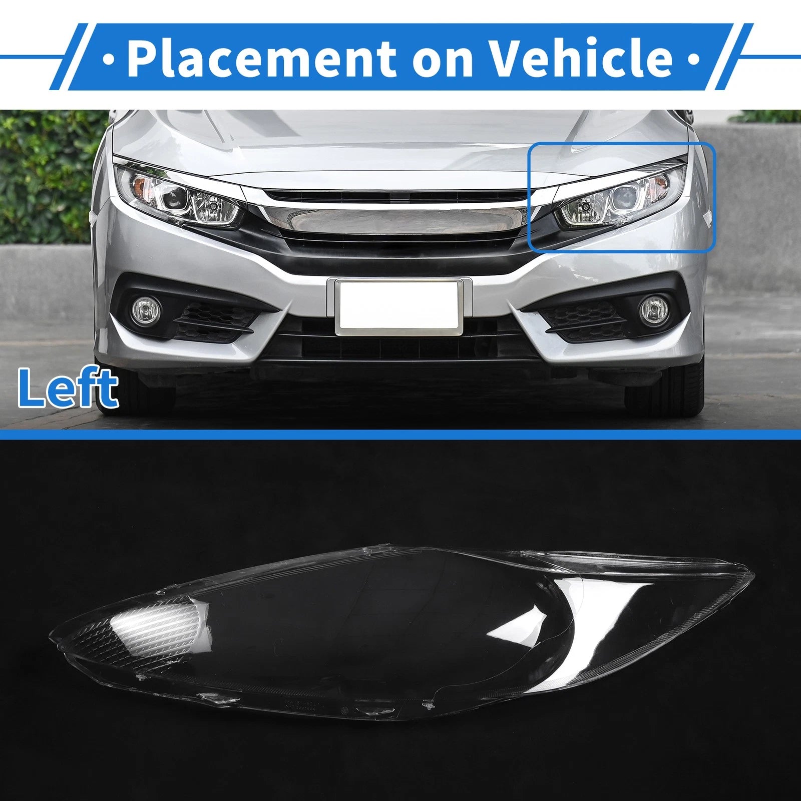 1 Pcs Headlight Lens Cover for Ford Fiesta (2009–2012) PC Clear