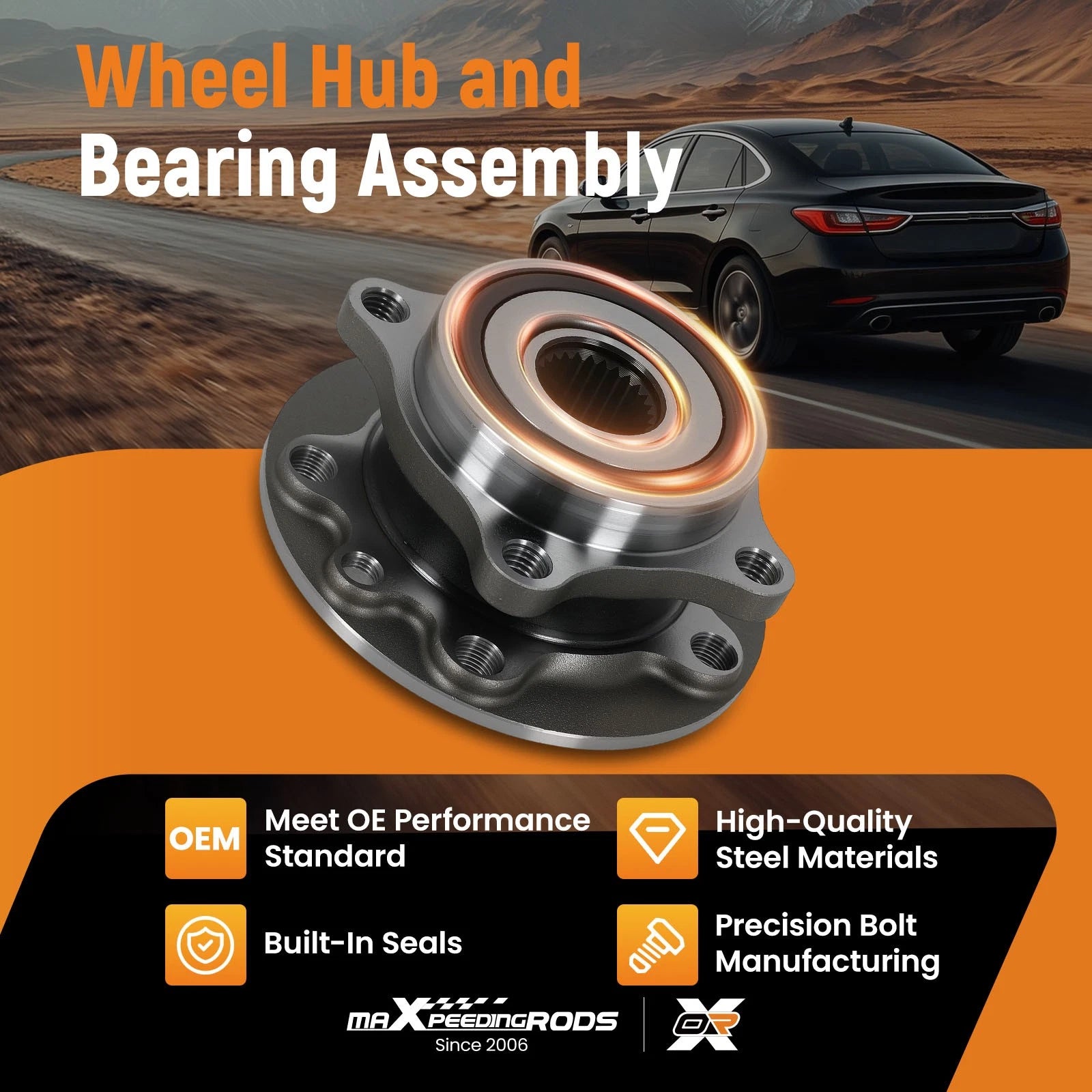 5 Lugs Front Wheel Hub Bearing for Chrysler 200 Dodge Dart (2011–2016) 513348 WA513348 w/ABS
