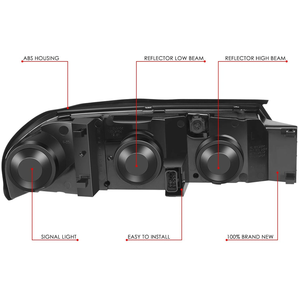 Pair of Headlights for Chevy Impala (2000–2005) - Black Housing, Clear Lens