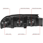 Pair of Headlights for Chevy Impala (2000–2005) - Black Housing, Clear Lens