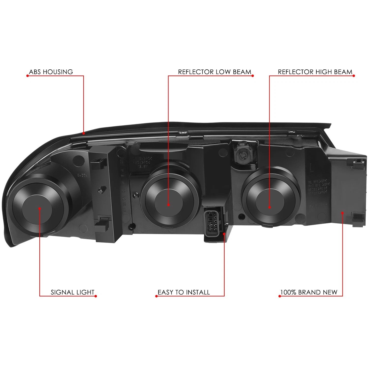 Pair of Headlights for Chevy Impala (2000–2005) - Black Housing, Clear Lens