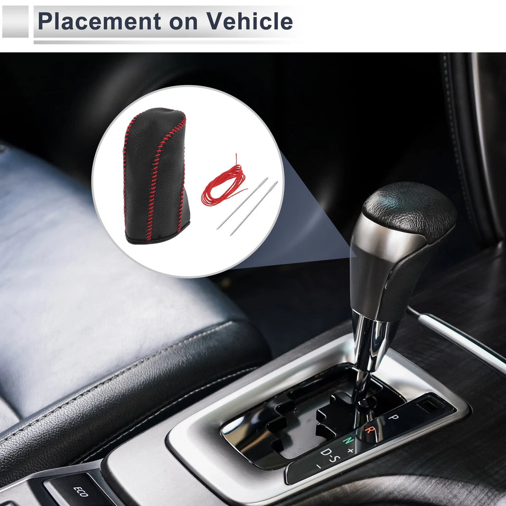 1 Pc Gear Shift Knob Cover for Nissan Tiida (2004–2012) Pebbled Black Red