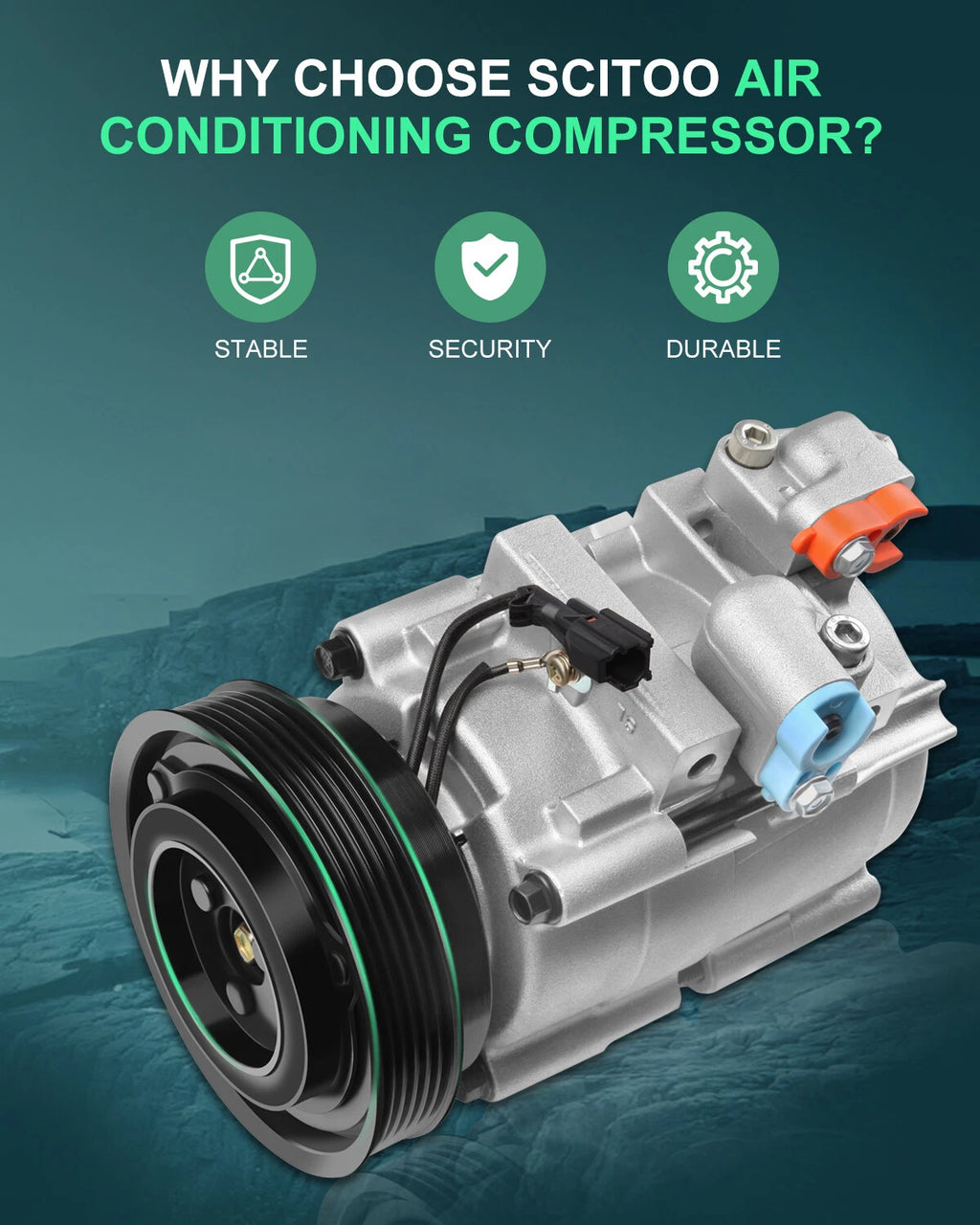 A/C Compressor for Hyundai Santa Fe (2001–2006) 2.7L 9770126300
