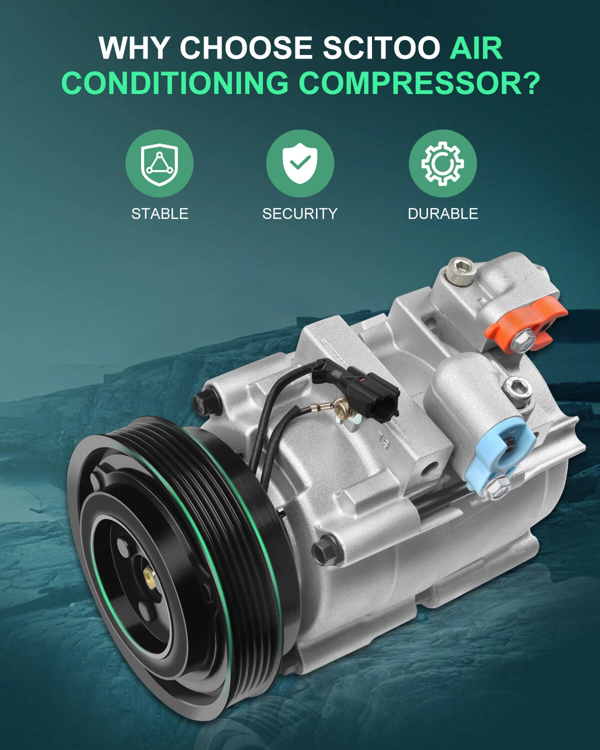 A/C Compressor for Hyundai Santa Fe (2001–2006) 2.7L 9770126300