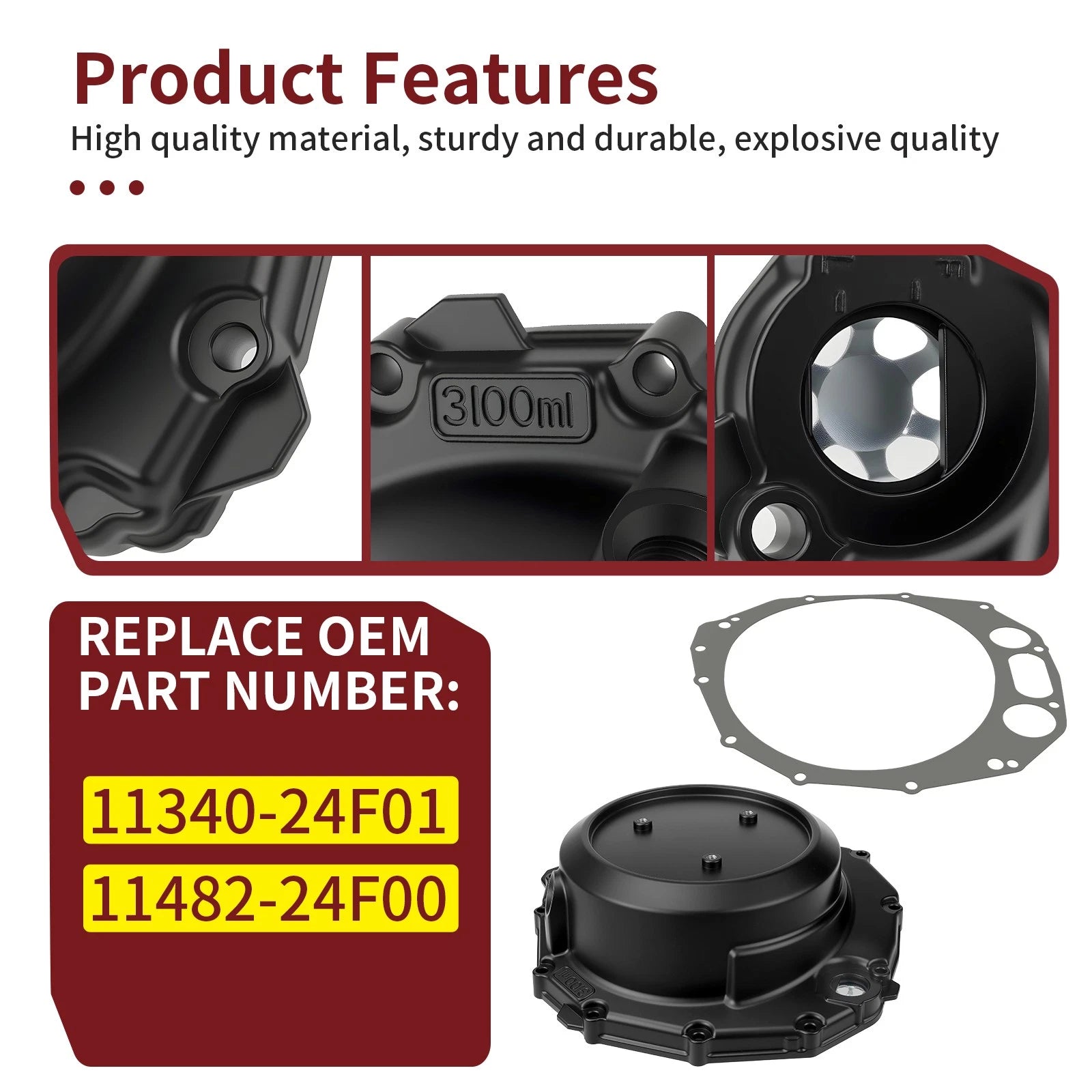 Clutch Cover for Suzuki Hayabusa GSX1300R (1999–2020) GSX1300RA (2013–2019) GSX1300RZ (1999–2007)