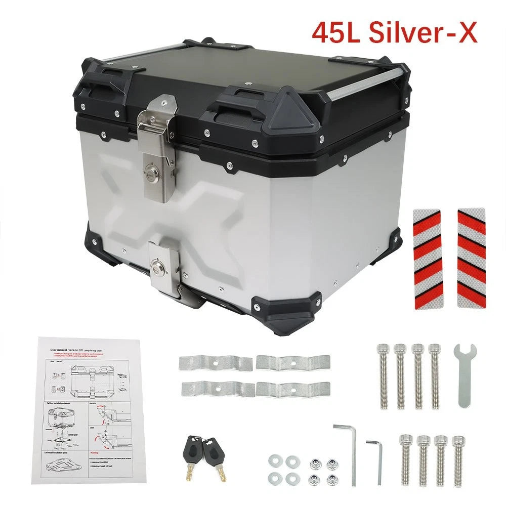 Aluminum Motorcycle Trunk Tour Tail Box Luggage Storage Top Case for